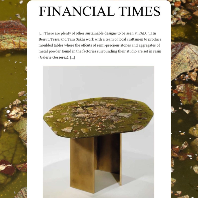 Financial Times (UK) - From Hairy Furniture to Silk Lamps - Sustainable Design reigns at PAD London